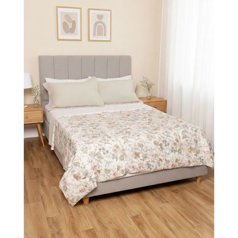Edredom Casal Andreza 190cm x 210cm Dupla Face Floral Rosa UN