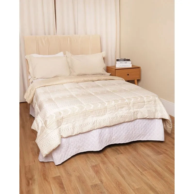 Edredom Casal Andreza 190cm x 210cm Dupla Face Bege UN