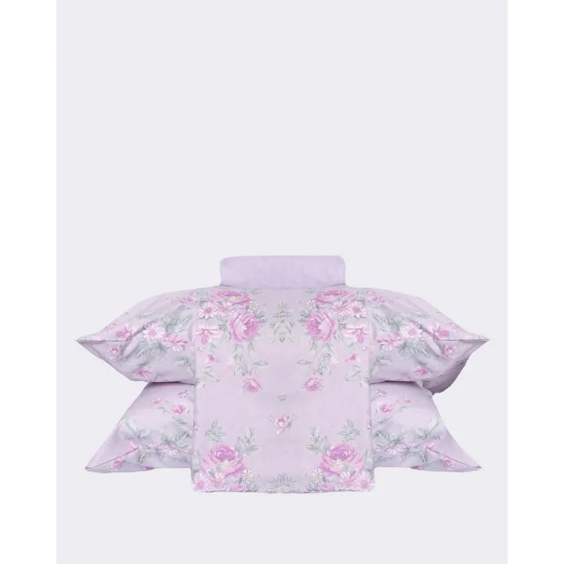 Jogo De Cama Casal 4 Peças Andreza Estampa Floral Lilás UN