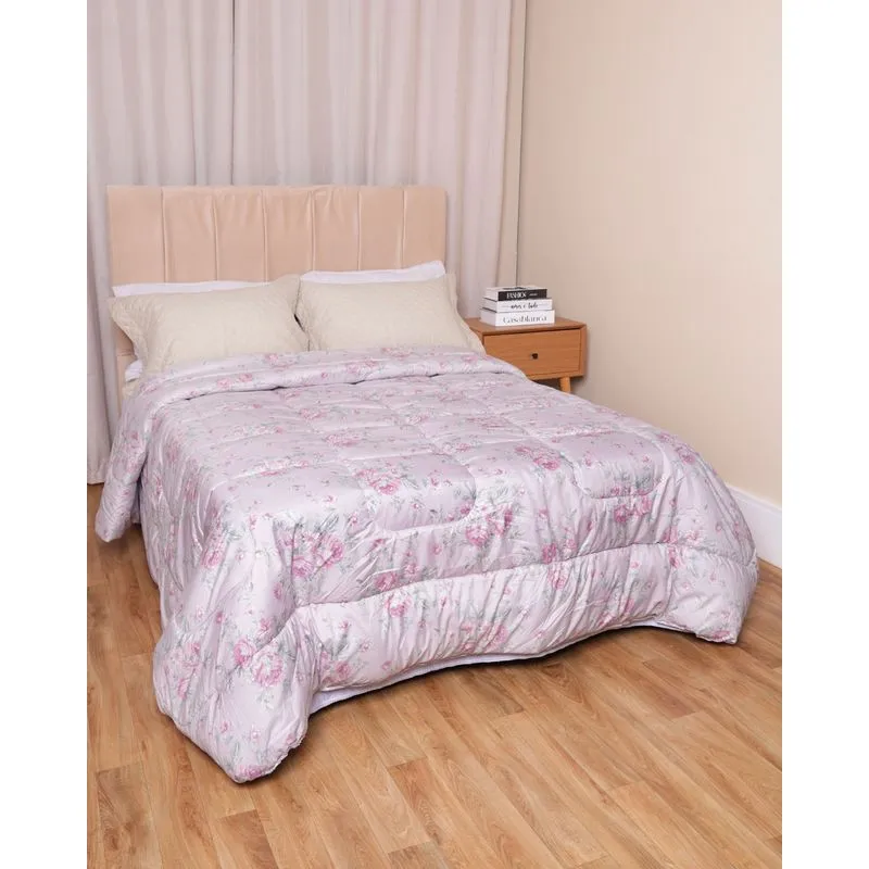 Edredom Casal Andreza 220cm x 240cm Floral Rosa UN