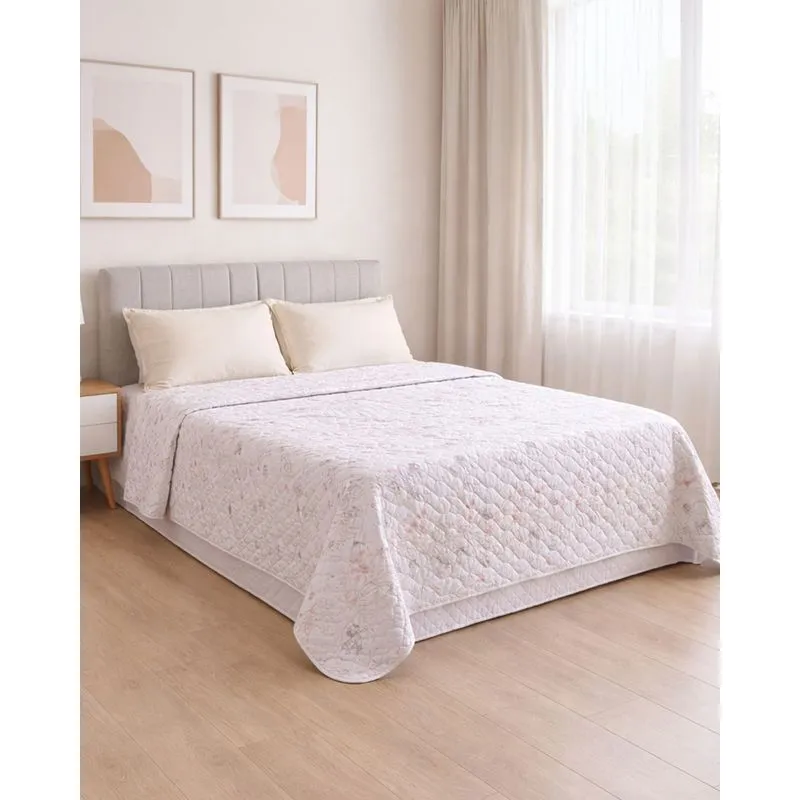 Colcha King Size Dupla Face Andreza Estampa Floral Azul UN