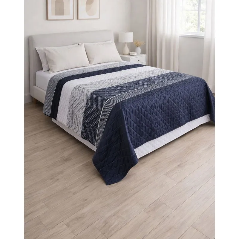 Colcha King Andreza 260cm x 280cm Estampa Geometrica Marinho UN