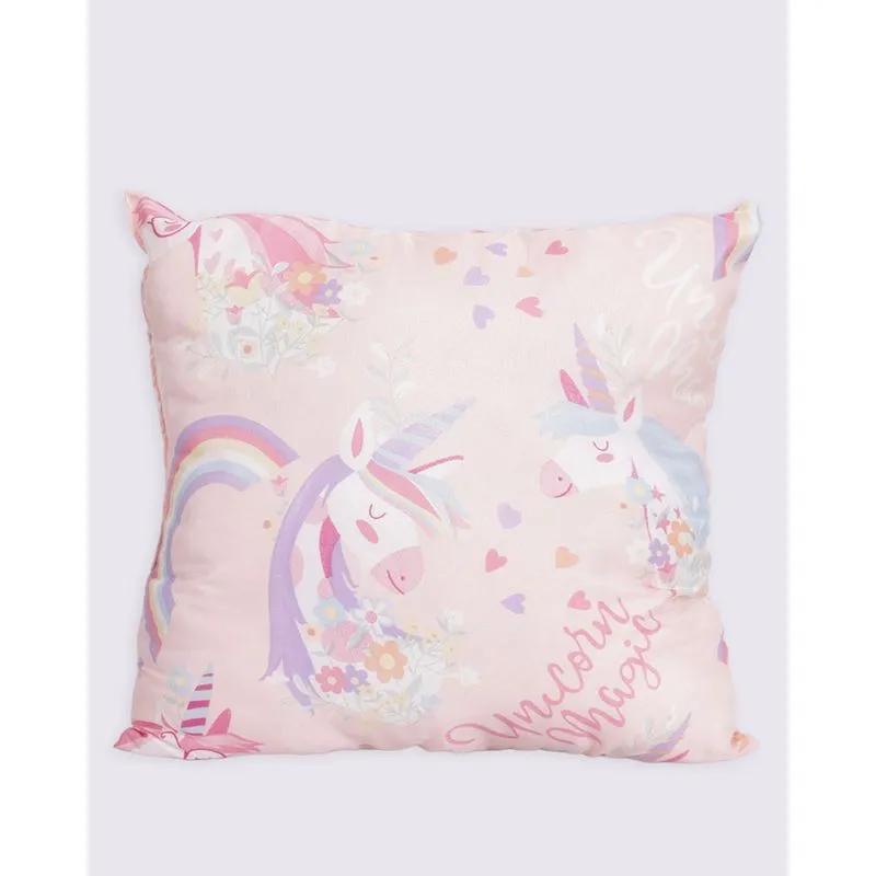 Almofada Infantil 40cm x 40cm Estampada Unicórnio Rosa UN