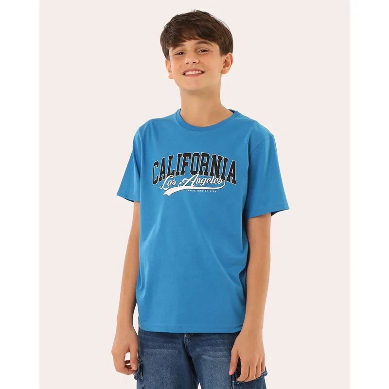Camiseta Juvenil Algodão California Azul 12