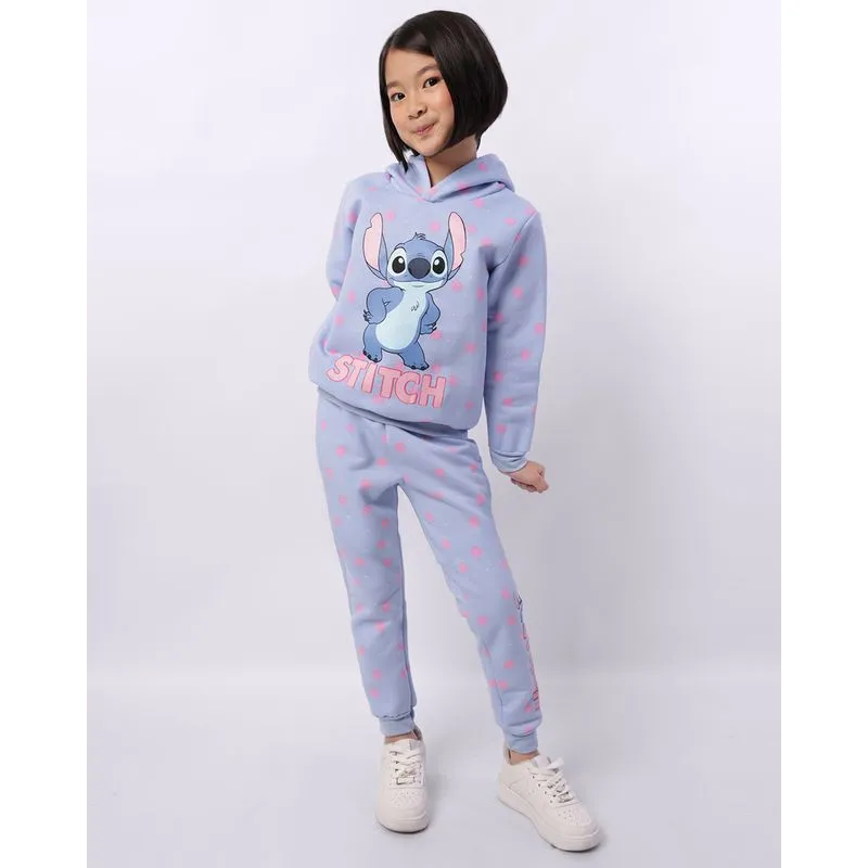 Calça Moletom Infantil Jogger Disney Stitch Estampa Poa Azul 10