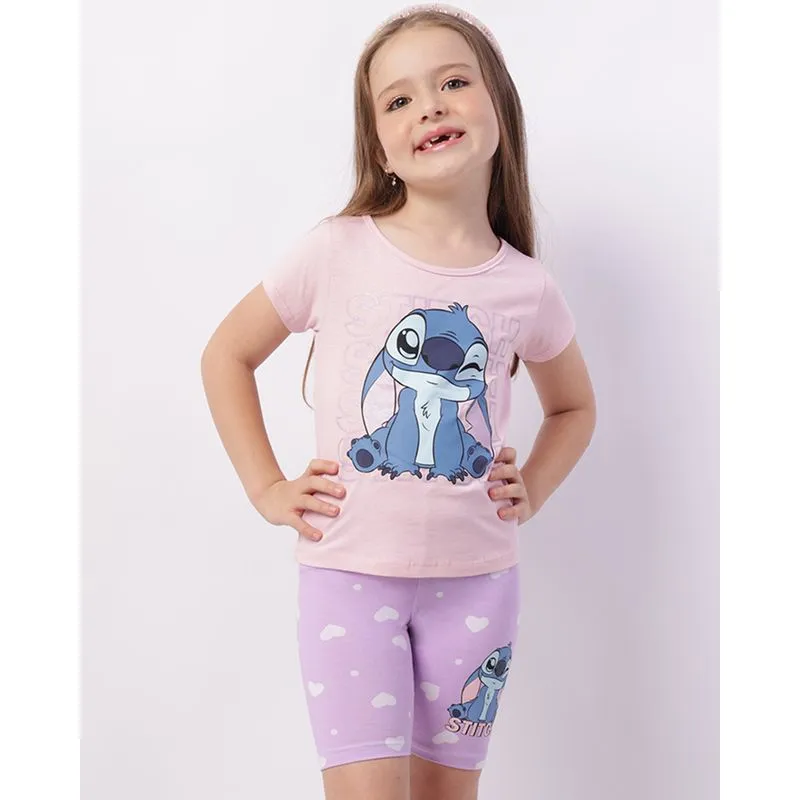 Conjunto Infantil Curto Disney Stitch com Estampa Rosa 6