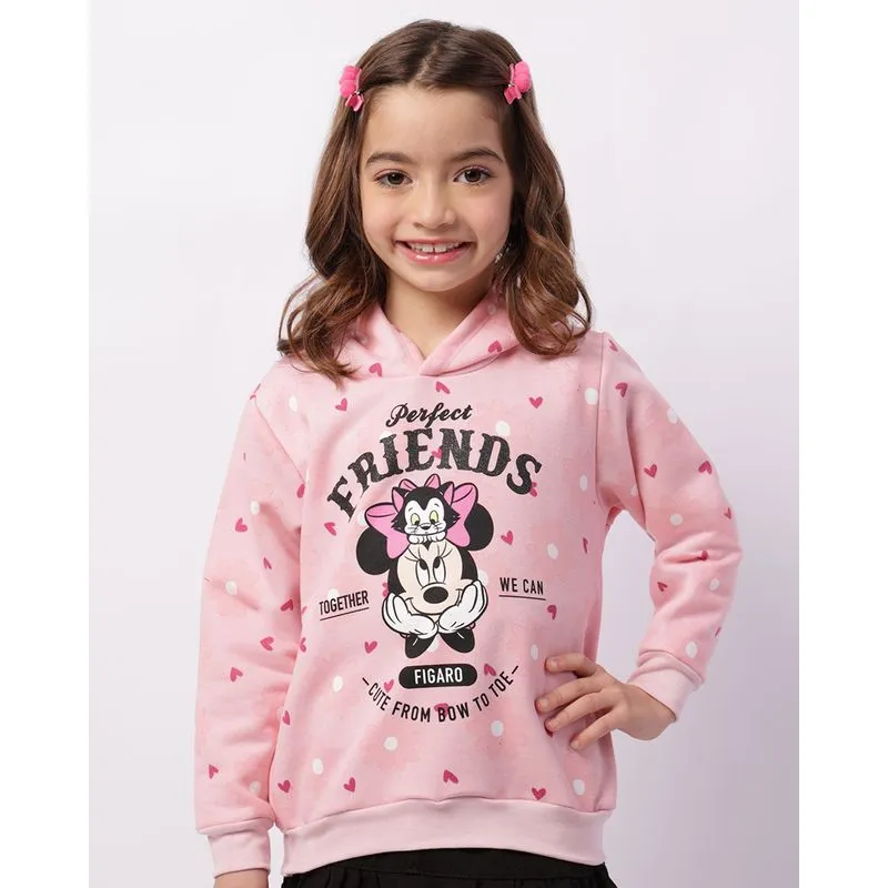 Blusão Moletom Infantil Disney Estampa Minnie Com Capuz Rosa 8
