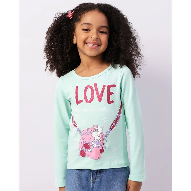 Blusa Infantil Manga Longa Estampa Bolsinha Verde 4