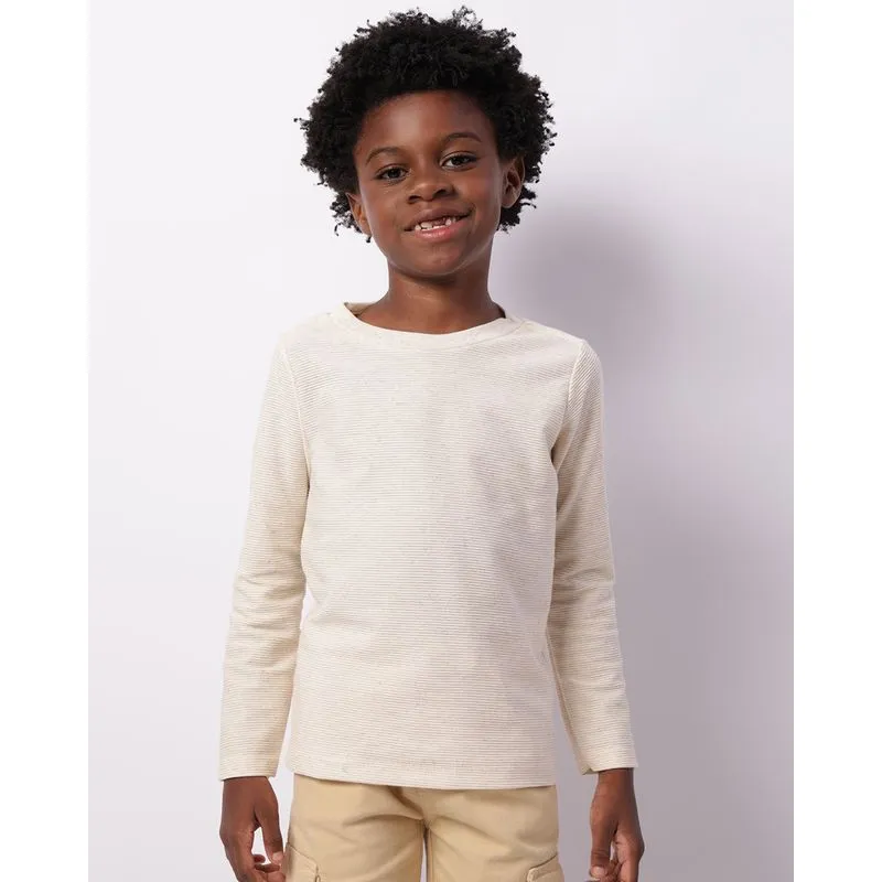 Camiseta Infantil Texturizada Manga Longa Bege 10