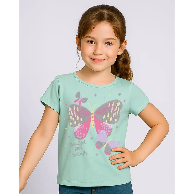 Camiseta Infantil Algodão Estampa Unicórnio Manga Curta Verde 8
