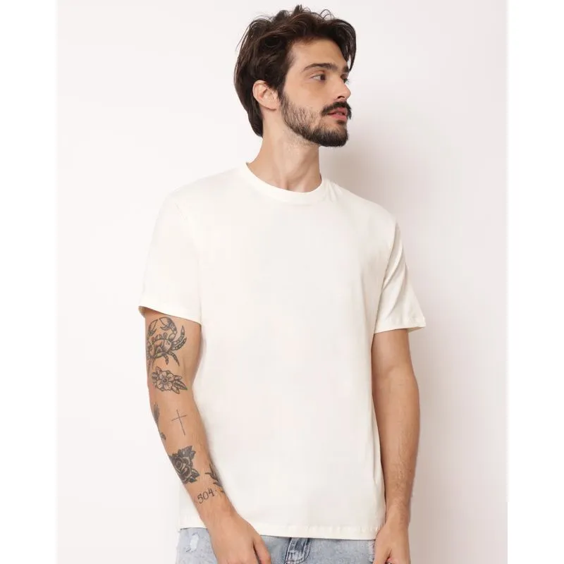Camiseta Masculina Algodão Básica Off White PP