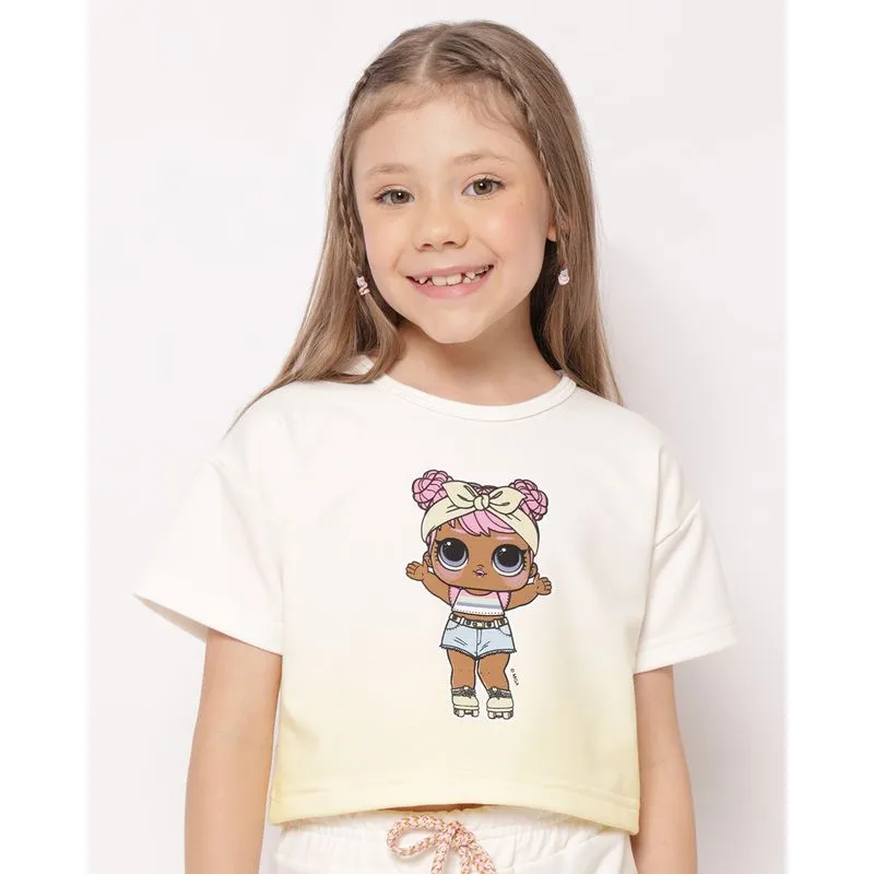 Camiseta Infantil Lol Surprise Cropped Tie Dye Amarela 8