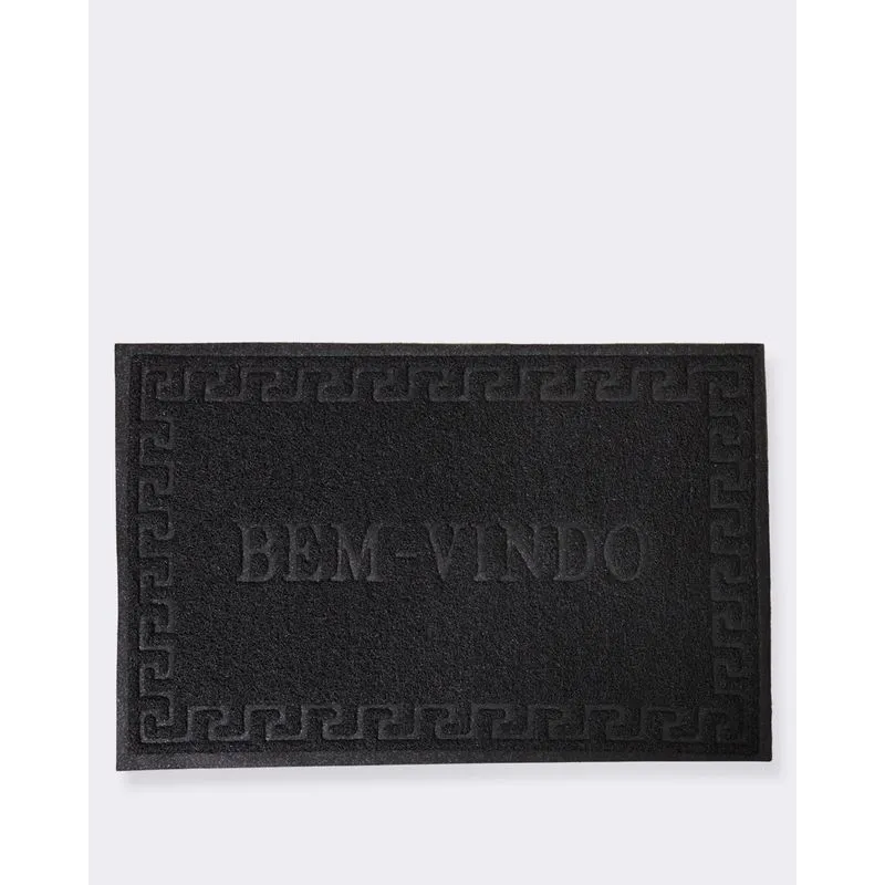 Tapete De Porta 40cm x 60cm Bem Vindo Preto UN