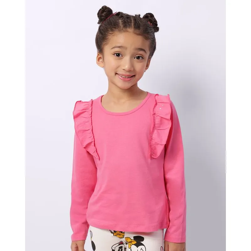 Blusa Infantil Manga Longa com Babado Glitter Rosa 8