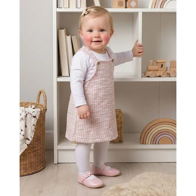 Conjunto Bebê Salopete Curto Texturizada Rosa G