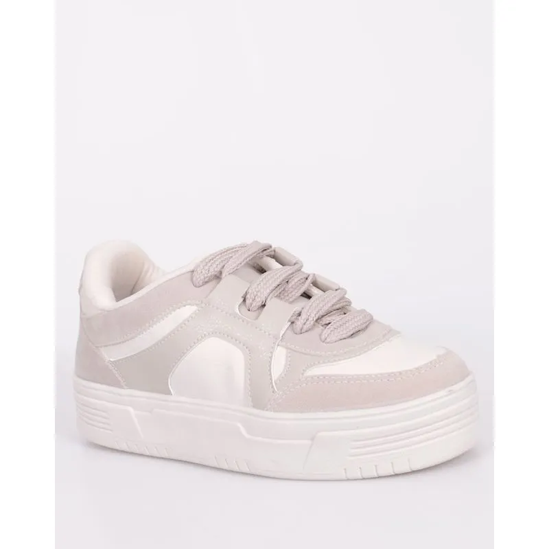 Tênis Feminino Casual Donatta Com Recortes Off White 40