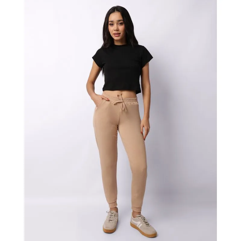 Calça Feminina Jogger Com Bolsos Bege P