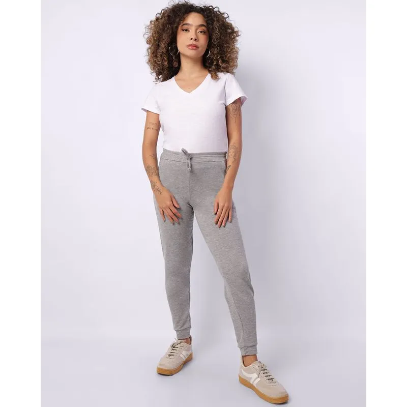 Calça Feminina Moletinho Jogger com Bolso Cinza GG