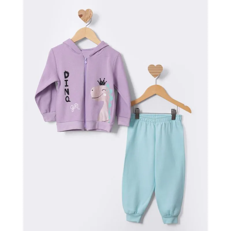 Conjunto Moletom Bebê Com Capuz Estampa Frontal Lilás 1