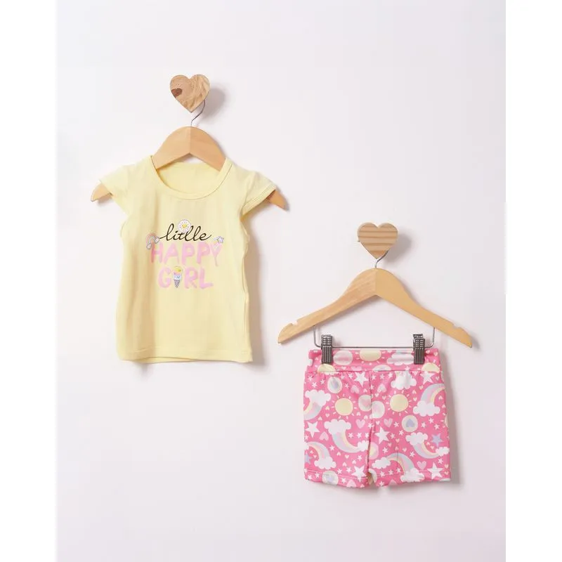 Conjunto Bebê Curto Estampa Frontal Amarelo 1