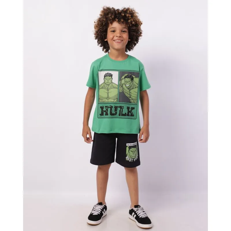 Bermuda Infantil Moletinho Marvel Hulk Preta 10