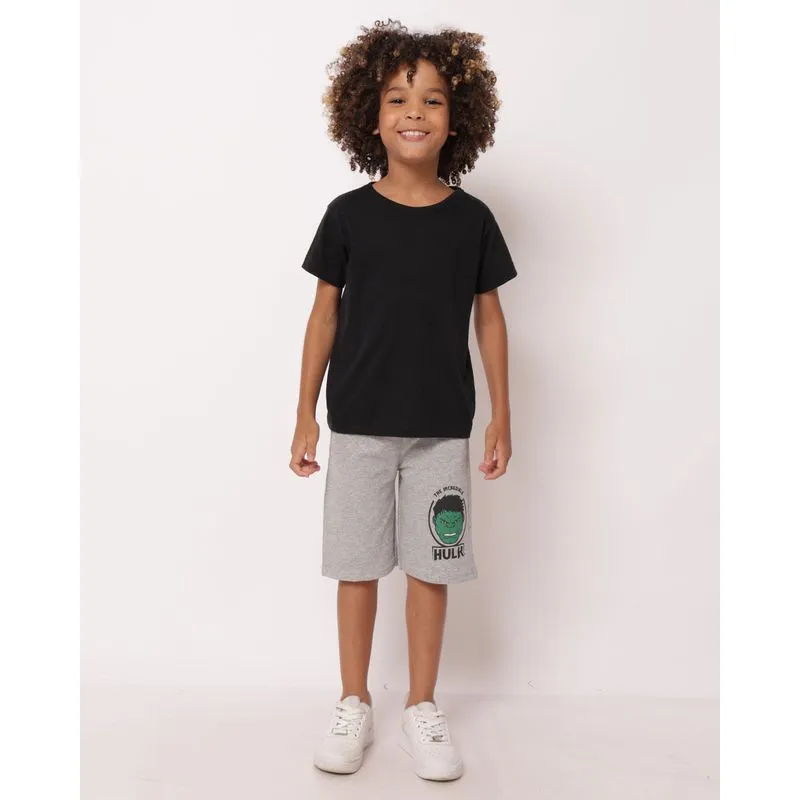 Bermuda Infantil Moletinho Reta Marvel Hulk Cinza 4
