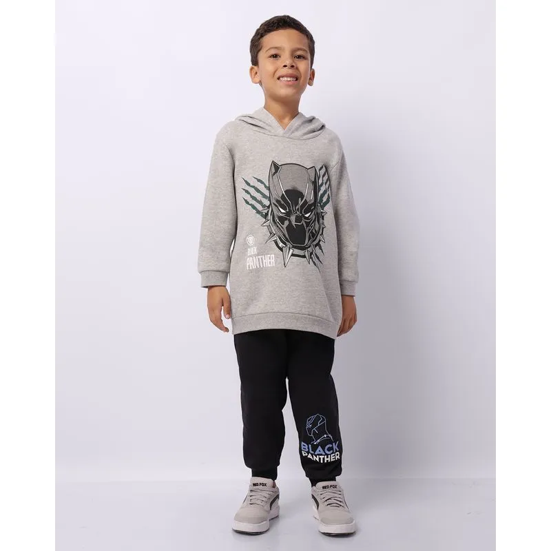 Conjunto Moletom Infantil Marvel Pantera Negra Capuz Cinza 8