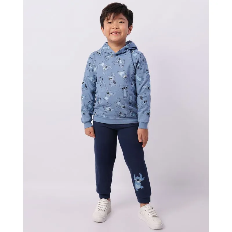 Conjunto Moletom Infantil Disney Stitch Com Capuz Azul 8