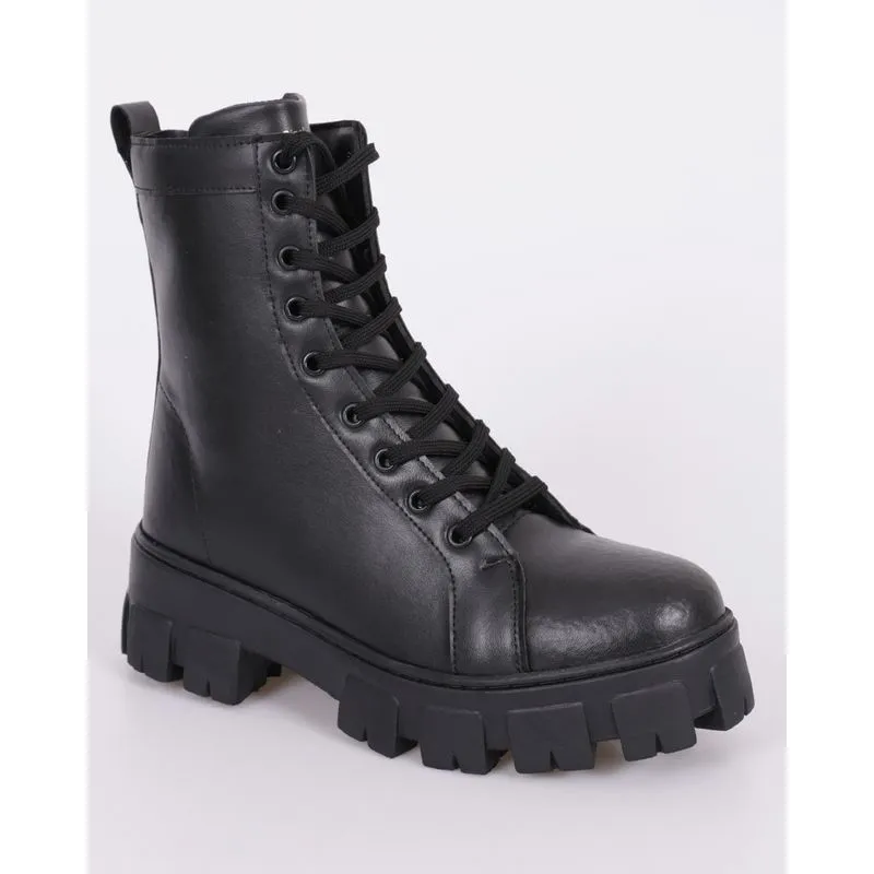Bota Feminina Coturno Tratorada Preta 39