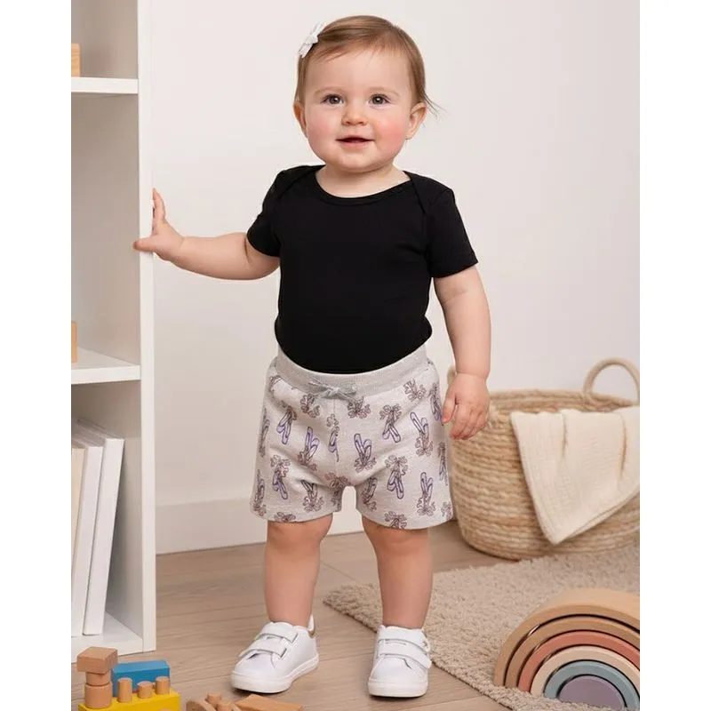 Short Bebê Moletinho Estampa Sapatilhas Cinza G