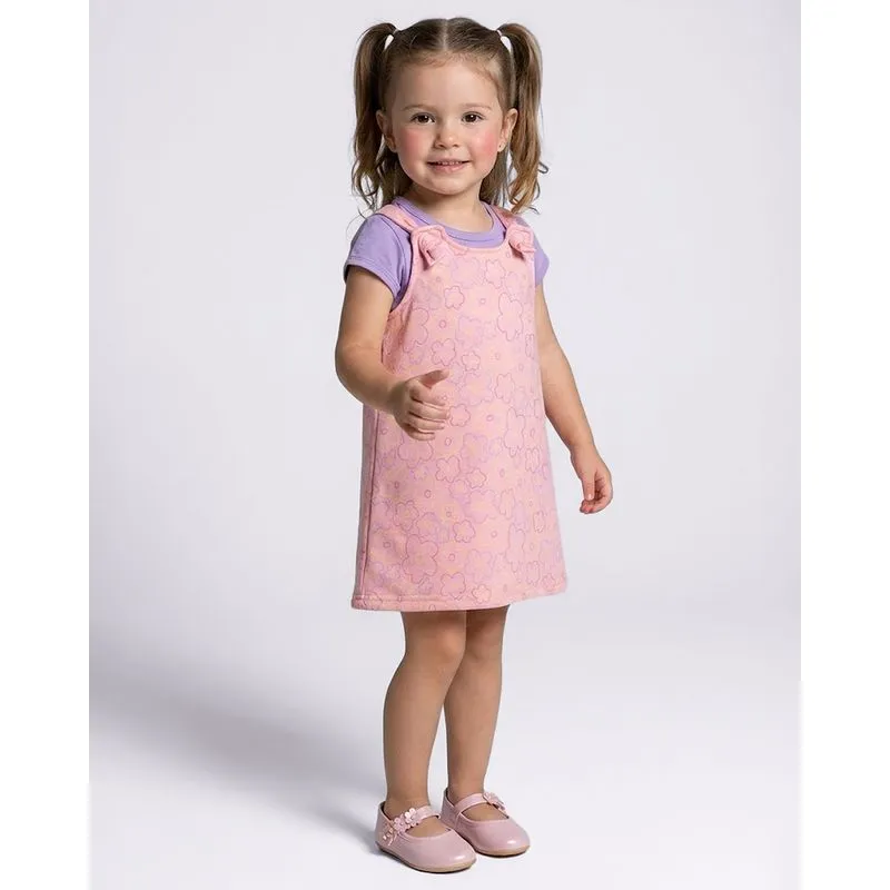Conjunto Salopete Bebê Curta Estampa Floral Rosa 3