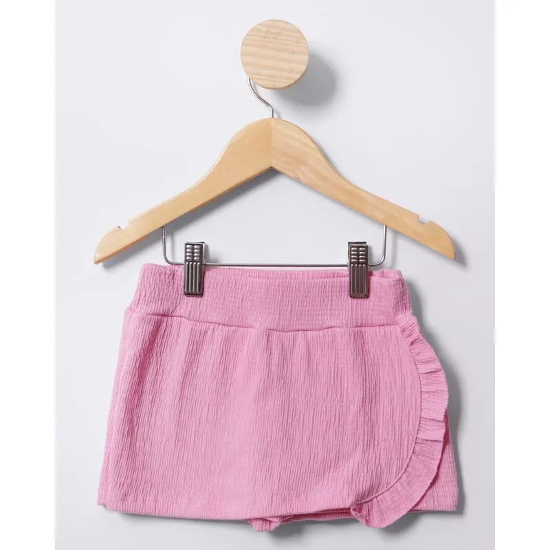 Short Saia Bebê Anarruga Com Babado Rosa 3