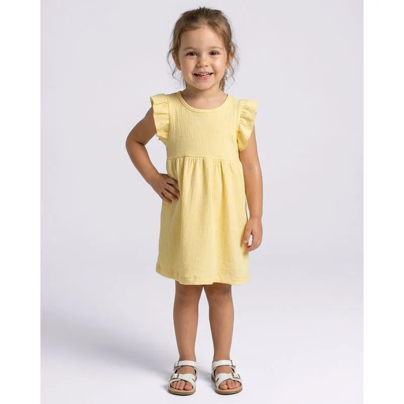 Vestido Bebê Texturizado com Frufru Amarelo 2