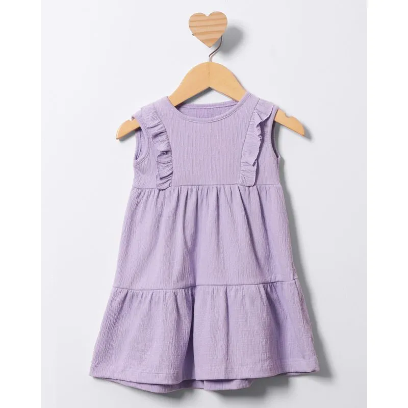 Vestido Bebê Curto Anarruga Com Babado Lilás 3