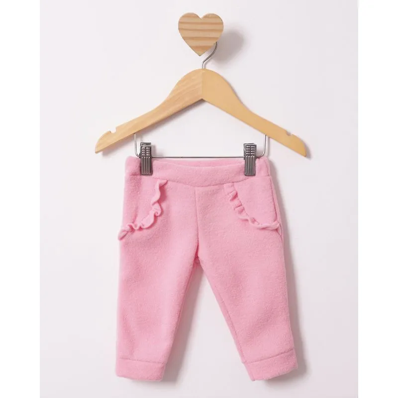 Calça Bebê Jogger Boucle Babados Rosa M