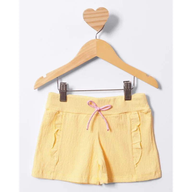Short Bebê Curto Texturizado Com Babados Amarelo 1