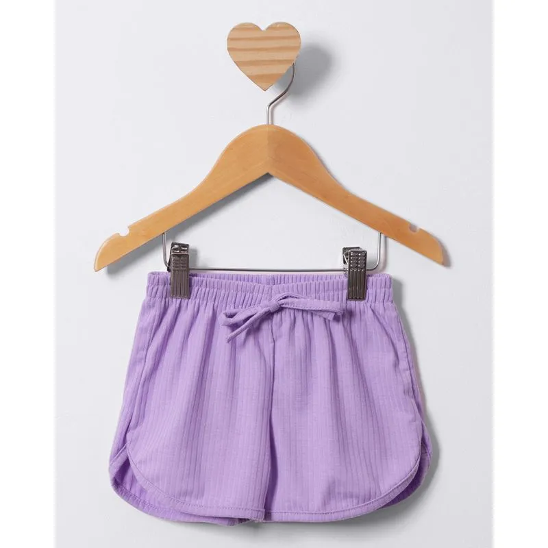 Short Bebê Curto Boxer Canelado Com Cordão Lilás 1