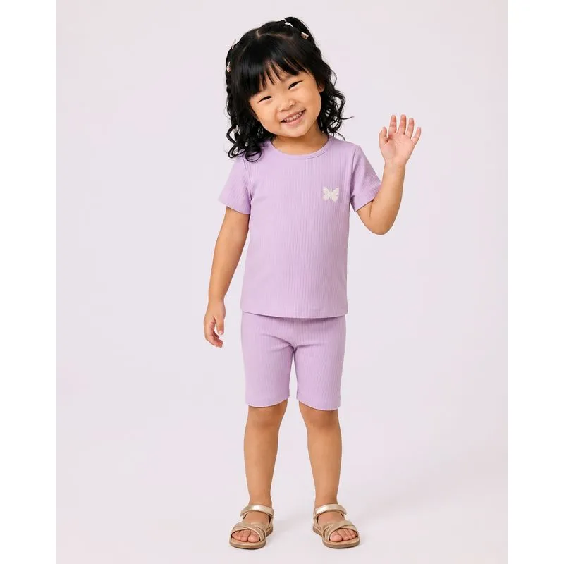 Conjunto Bebê Curto Canelado com Aplicação Borboleta Lilás 3