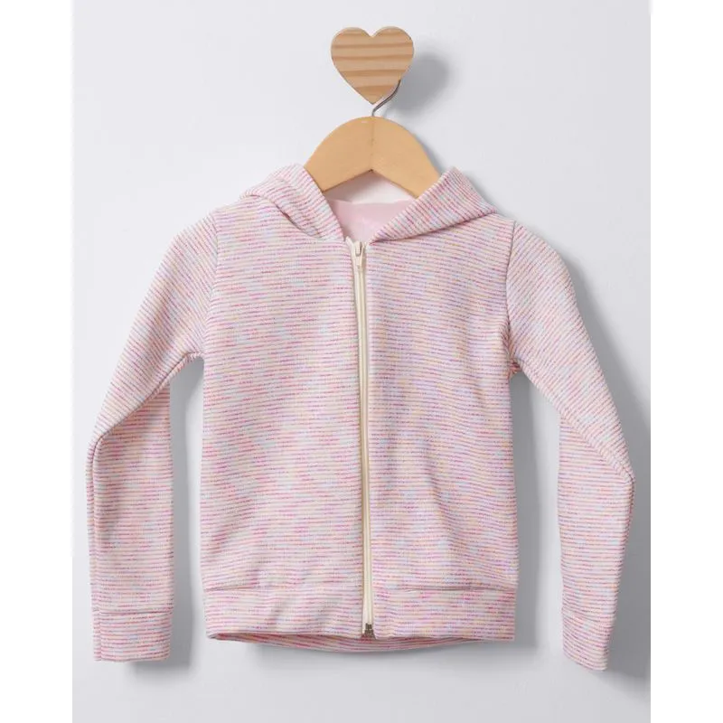 Jaqueta Bebê Capuz Com Lurex Colorido Listrado Off White 3