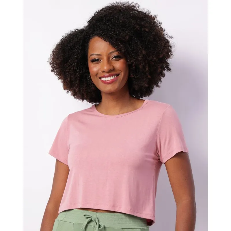 Blusa Feminina Manga Curta Básica Rosa G