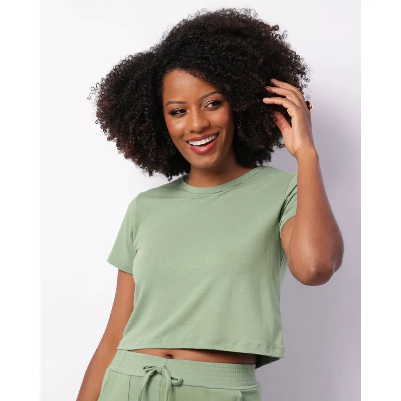 Camiseta Feminina Manga Curta Básica Verde M