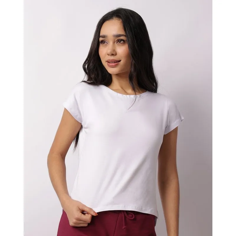 Blusa Feminina Básica Manga Curta Branca P