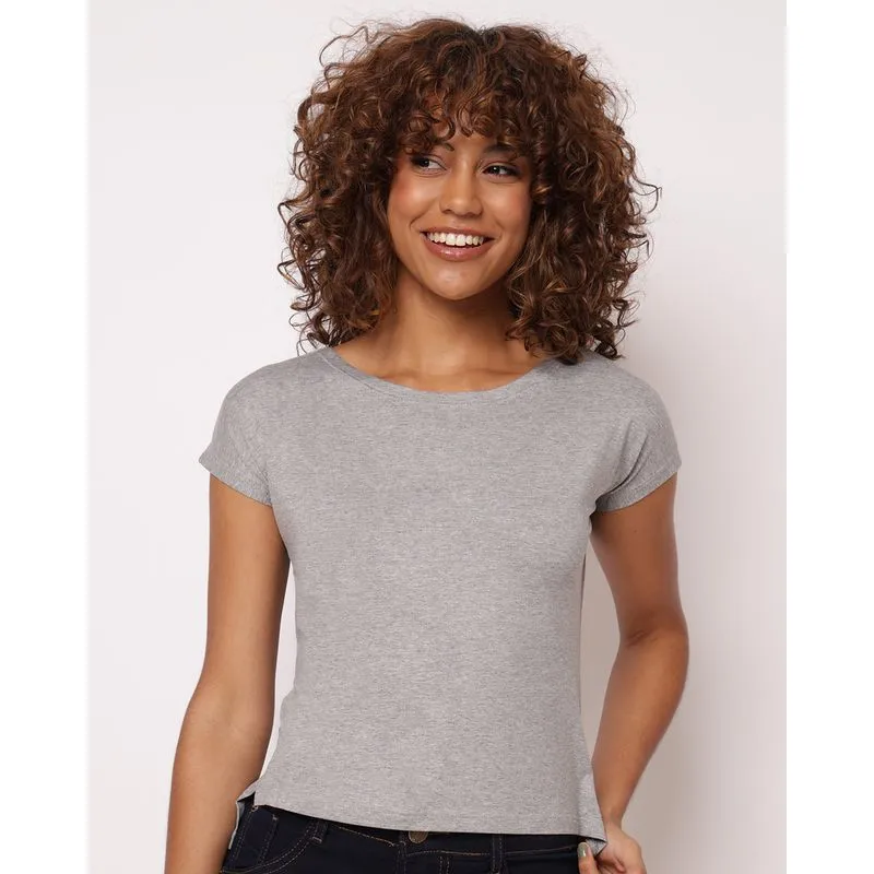 Blusa Feminina Mullet Básica Cinza P