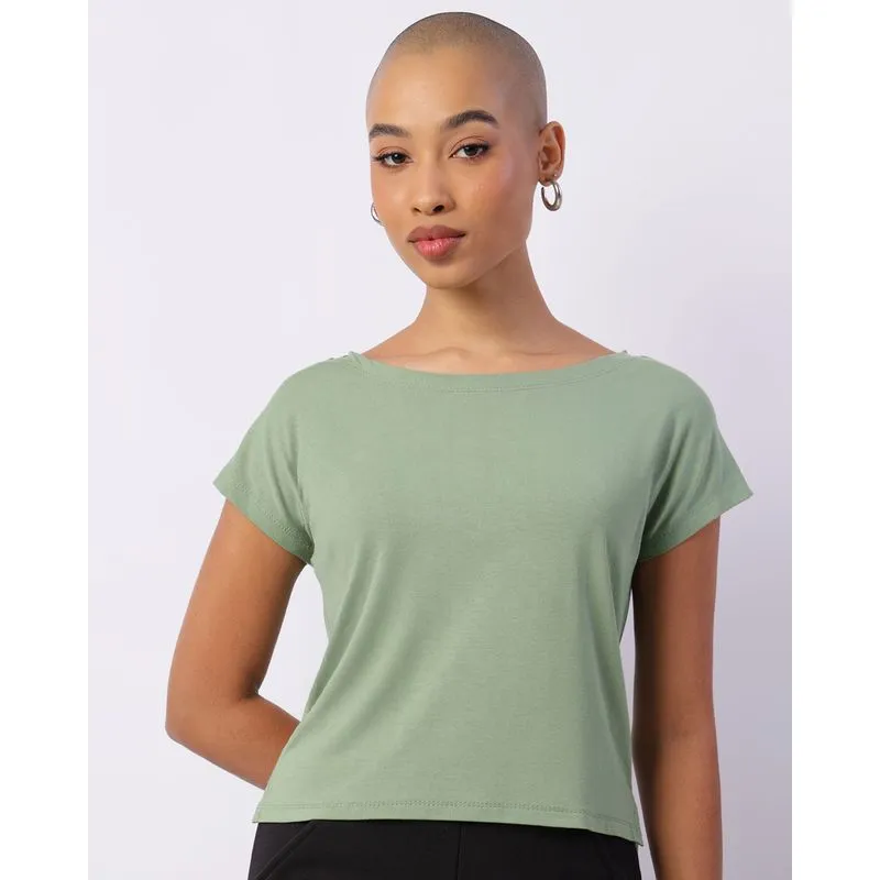 Blusa Feminina Viscose Manga Curta Básica Verde G