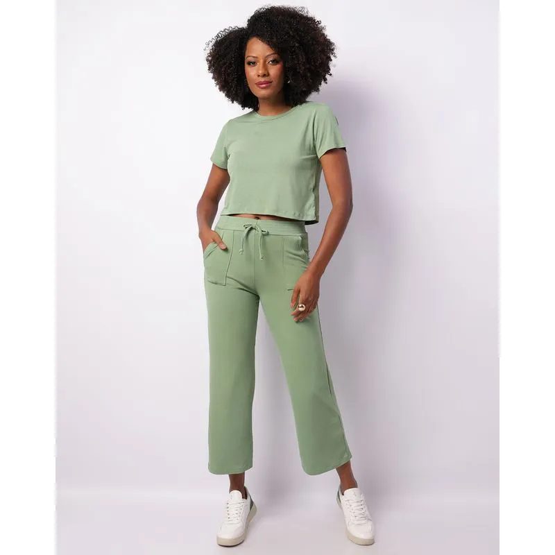Calça Feminina Pantalona com Bolsos Verde G