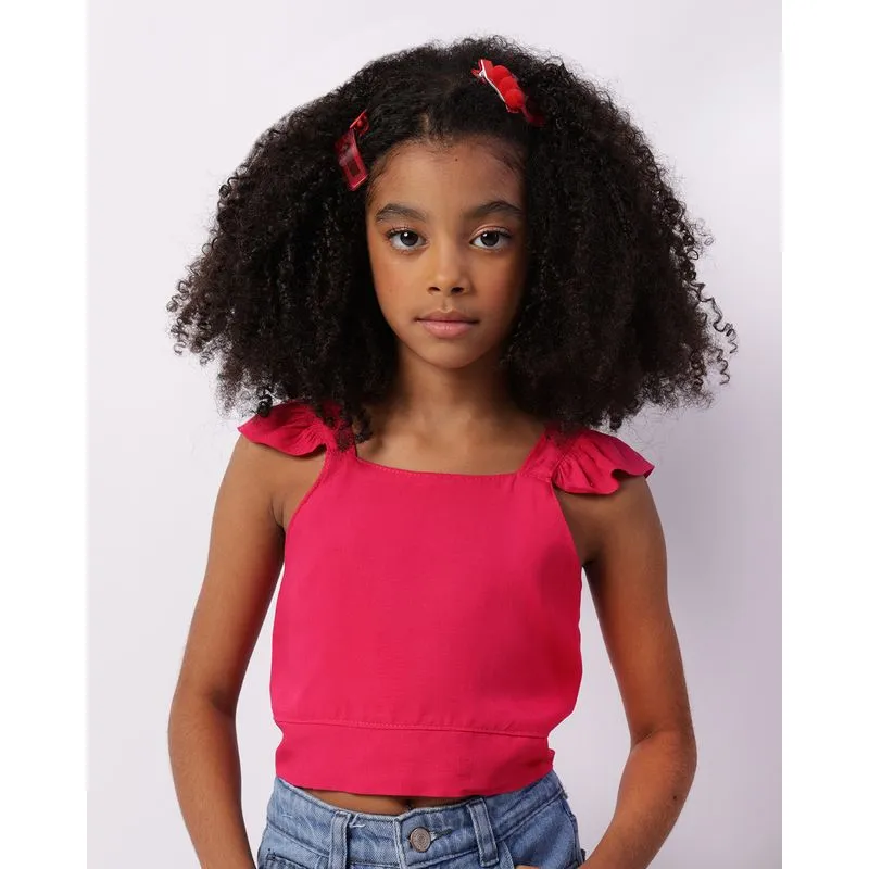 Blusa Infantil Alcinha Babado Com Botões Rosa 8