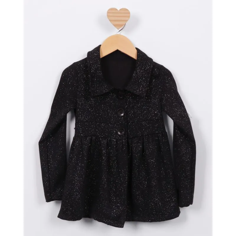 Casaco Moletom Bebê Gola Dobrável Com Glitter Preto 3