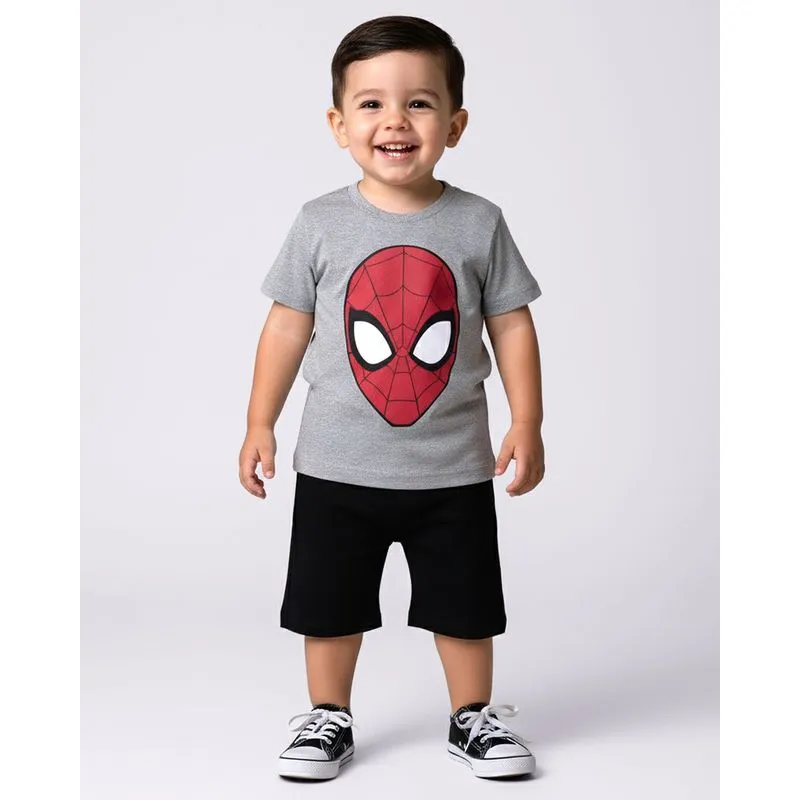 Camiseta Bebê Marvel Homem-Aranha Manga Curta Cinza 2