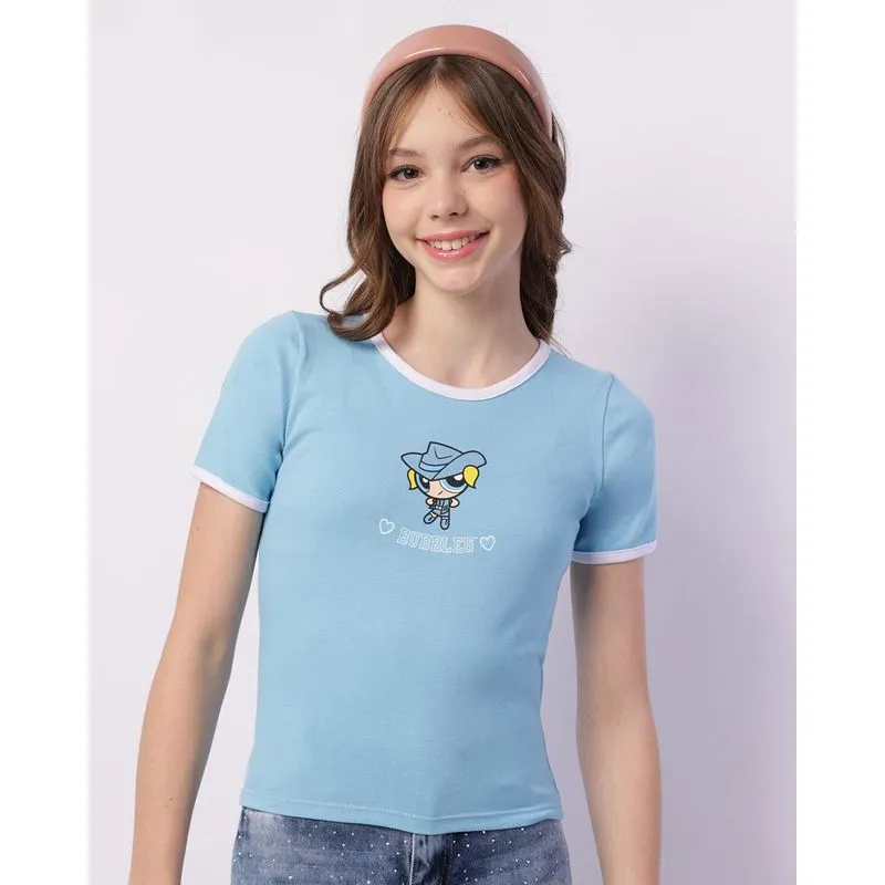 Camiseta Juvenil As Meninas Superpoderosas Lindinha Azul 10
