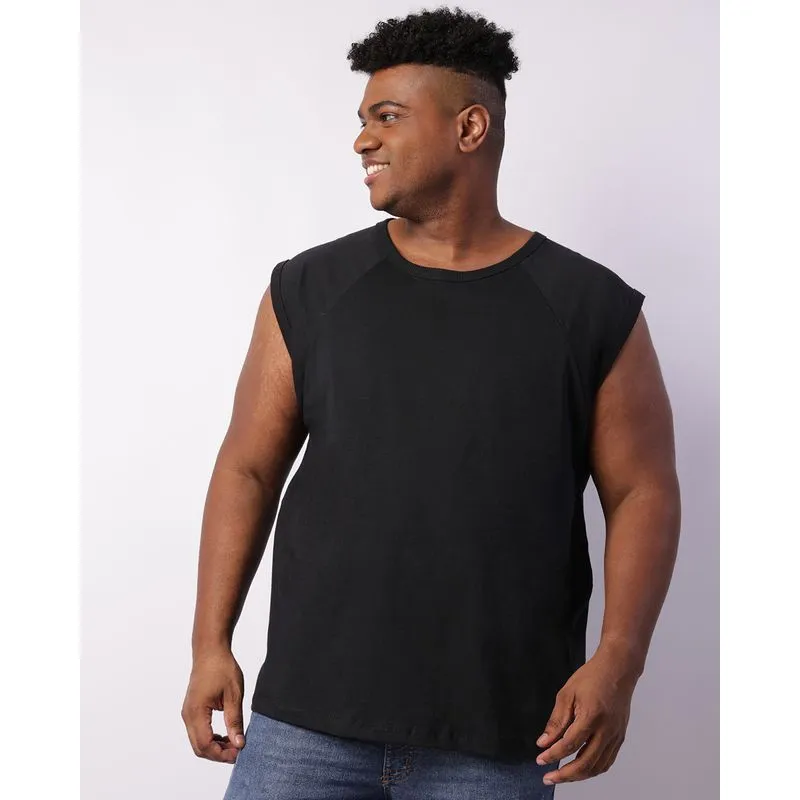 Regata Plus Size Masculina Preta G2